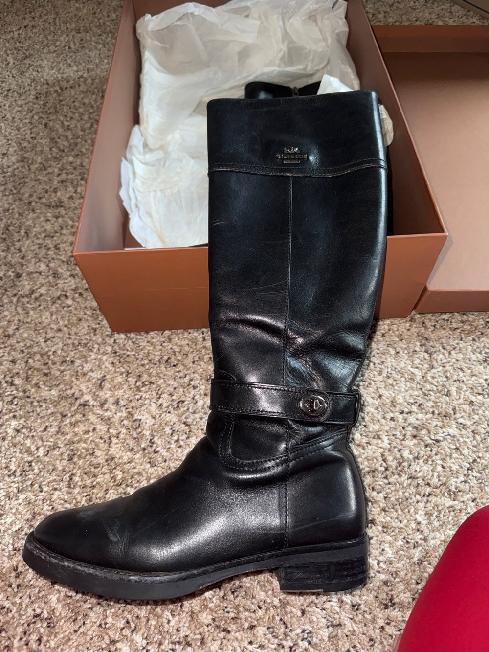 Coach Black Leather Riding Boots